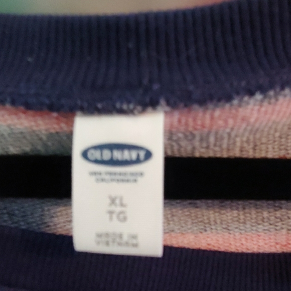 Old Navy Navy and orange stripe sweatshirt dress - Picture 2 of 2